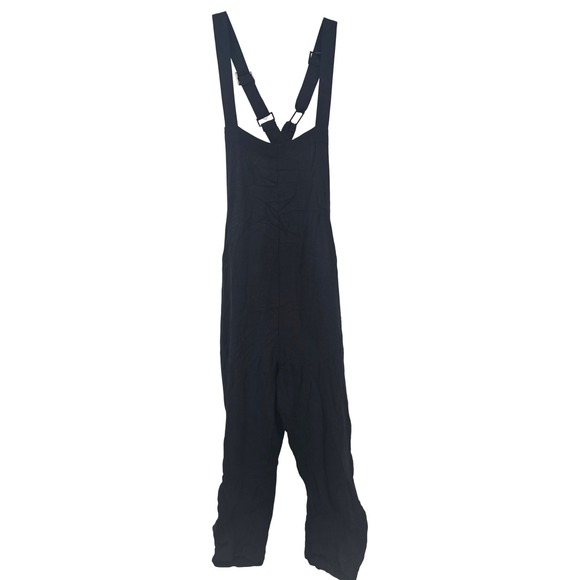 VICI Black Wide Leg Bib Overalls Jumpsuit Women's Small Adjustable Straps - Picture 1 of 4